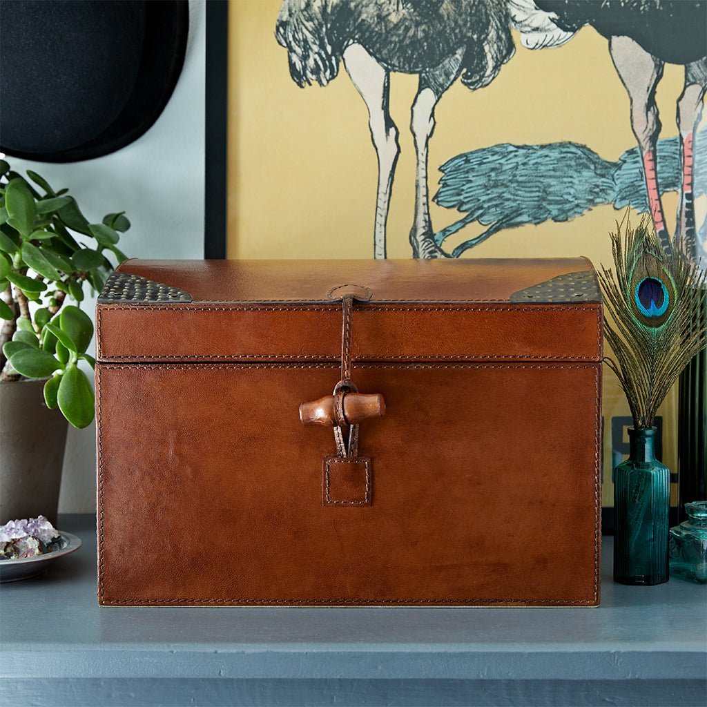 Leather memory box for keepsakes