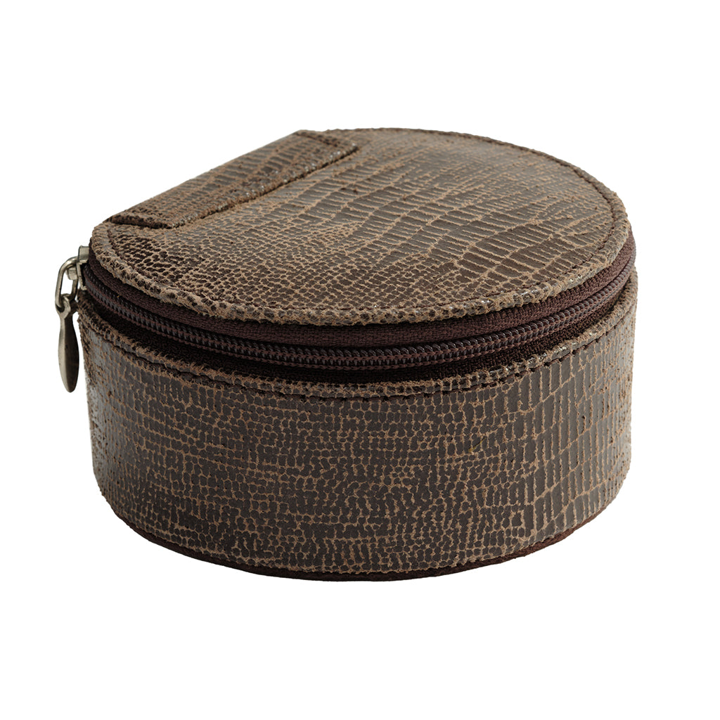 Special Purchase - Chocolate Croc Leather Travel Trinket Box