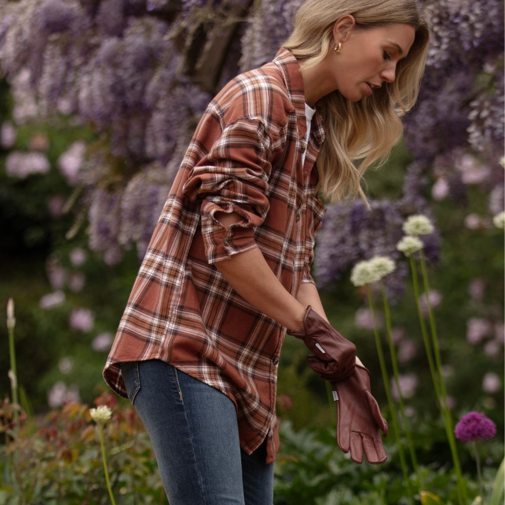 Leather Cognac Gardening Gloves