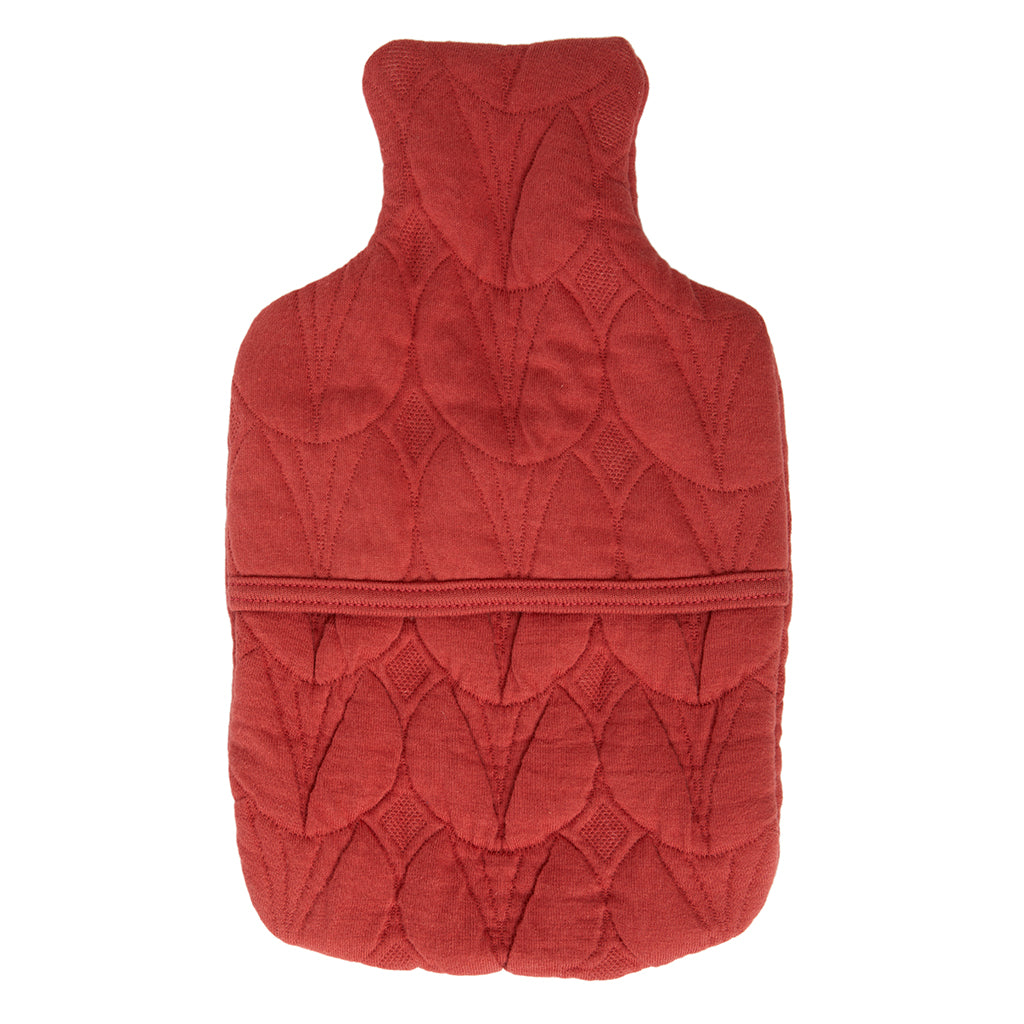 Quilted Cotton Hot Water Bottle Cover - Coral