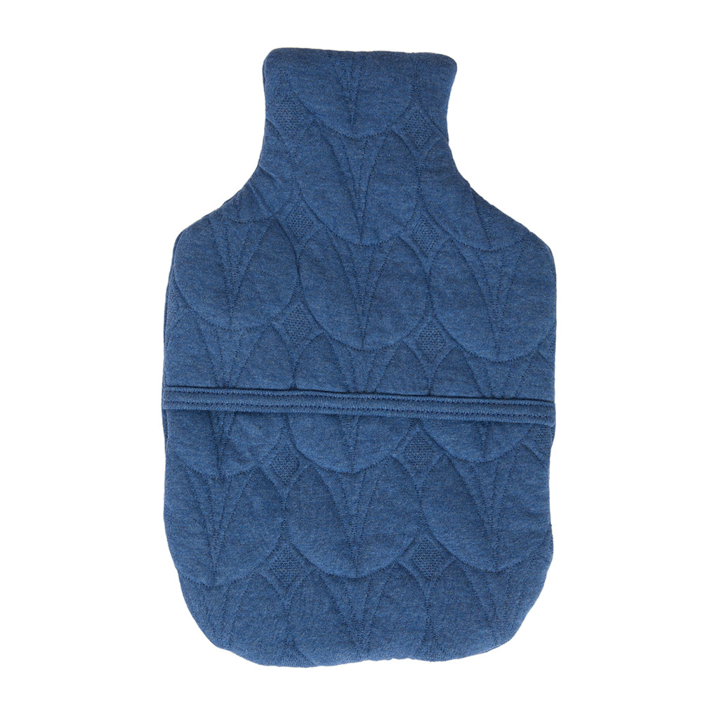 Quilted Cotton Hot Water Bottle in Denim Back Of Bottle
