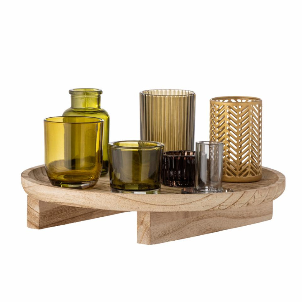 Sanga Natural Tray with Glass Votives