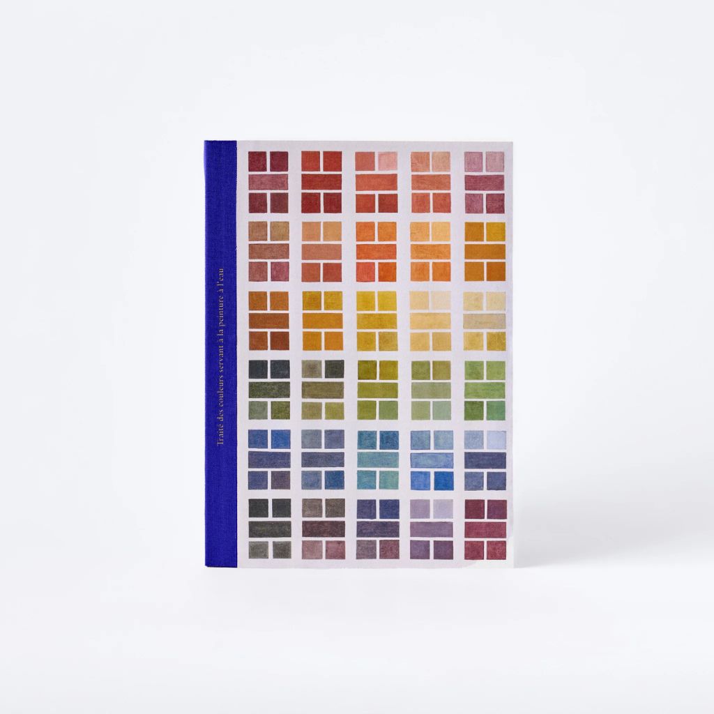 Colour swatch book with a grid of colour squares on a white background