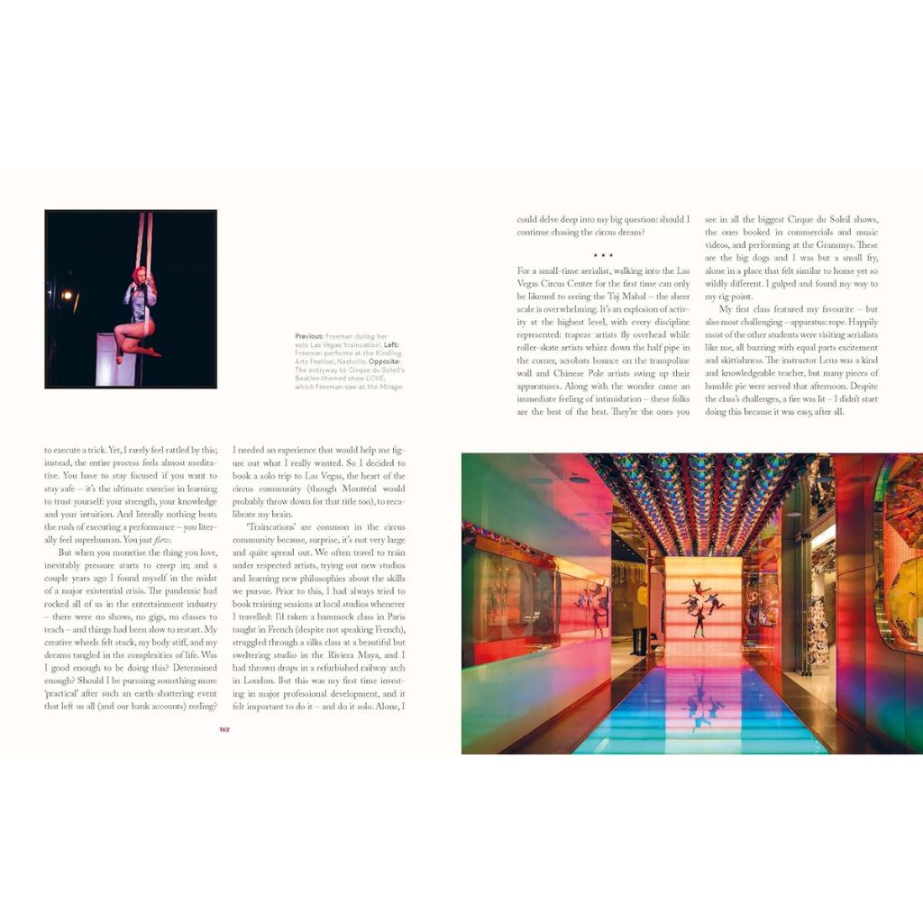 Book page with colourful interior design image and text