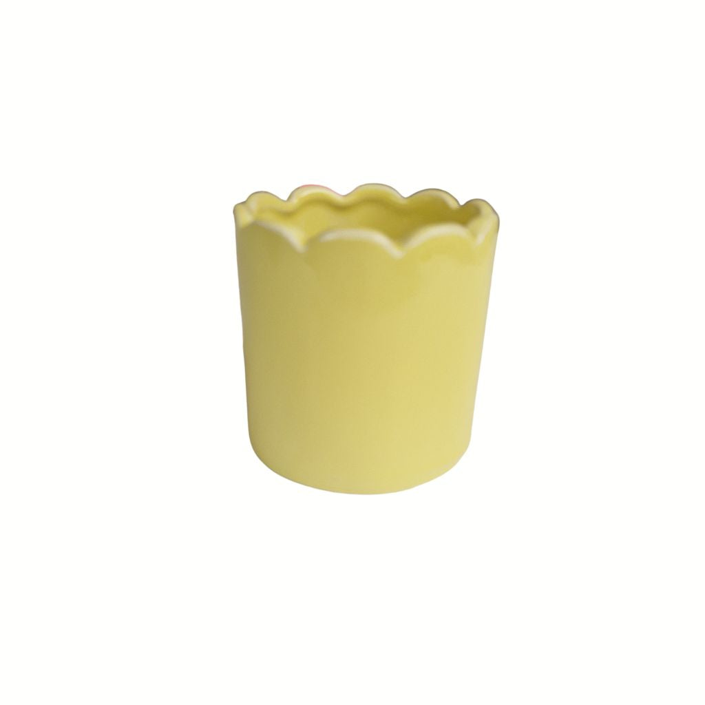 Yellow Scalloped Pot