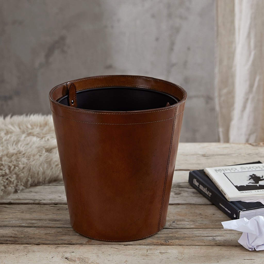 Leather Bin With Metal Liner - Life of Riley