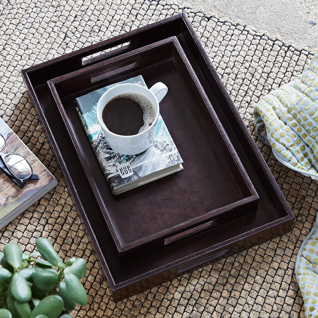 Leather Coffee Tray - Dark Brown - Life of Riley