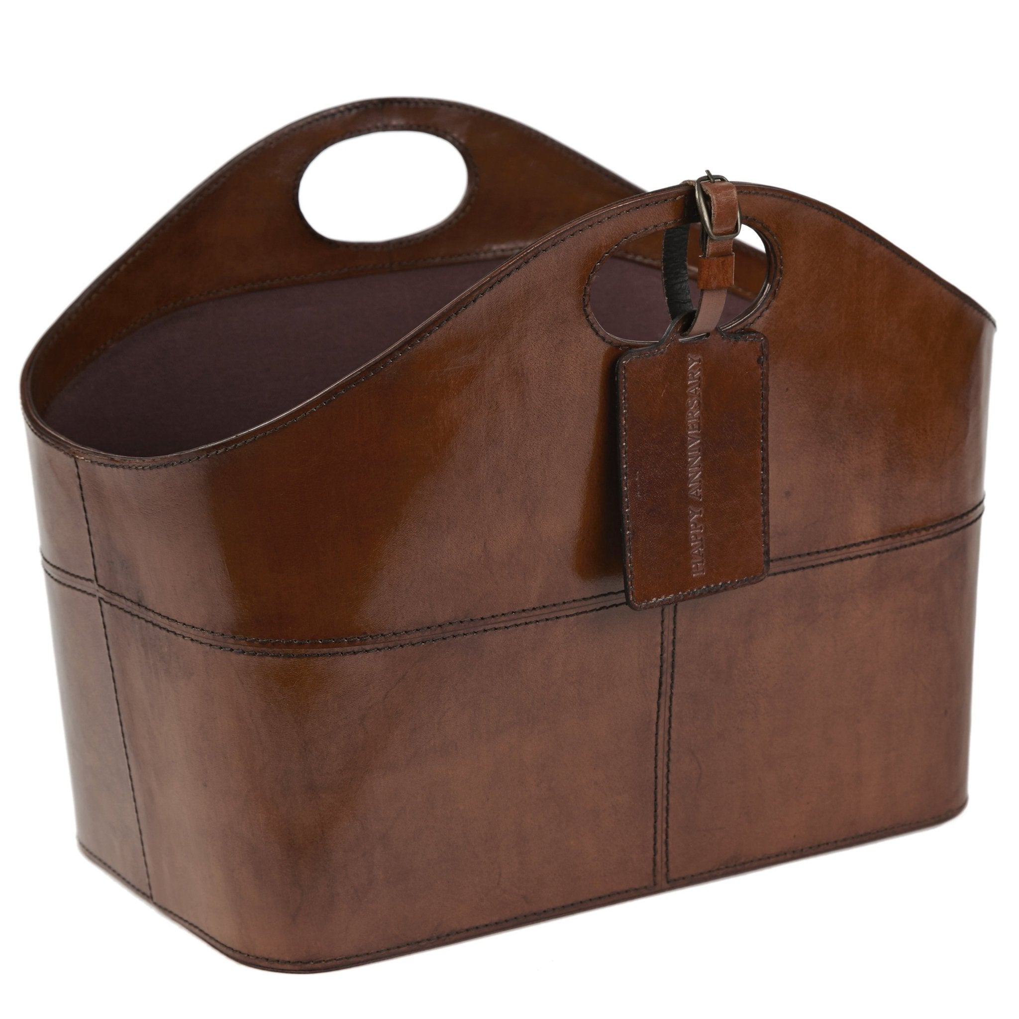 Leather Curved Storage Basket - Life of Riley