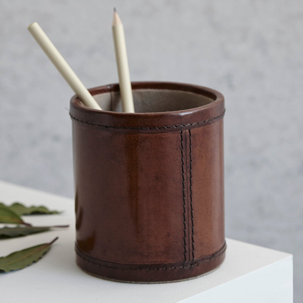Leather Pen Pot - Round - Life of Riley