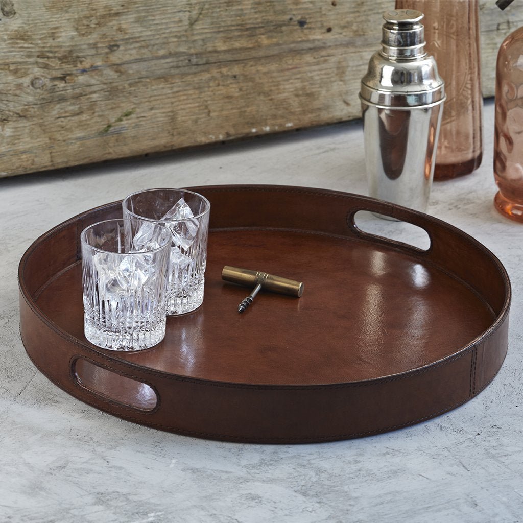 Leather Serving Tray - Round - Life of Riley