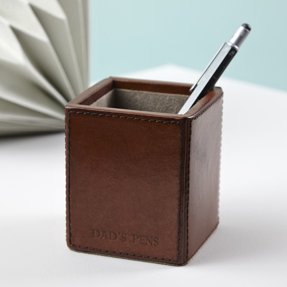 Leather Square Pen Pot - Life of Riley