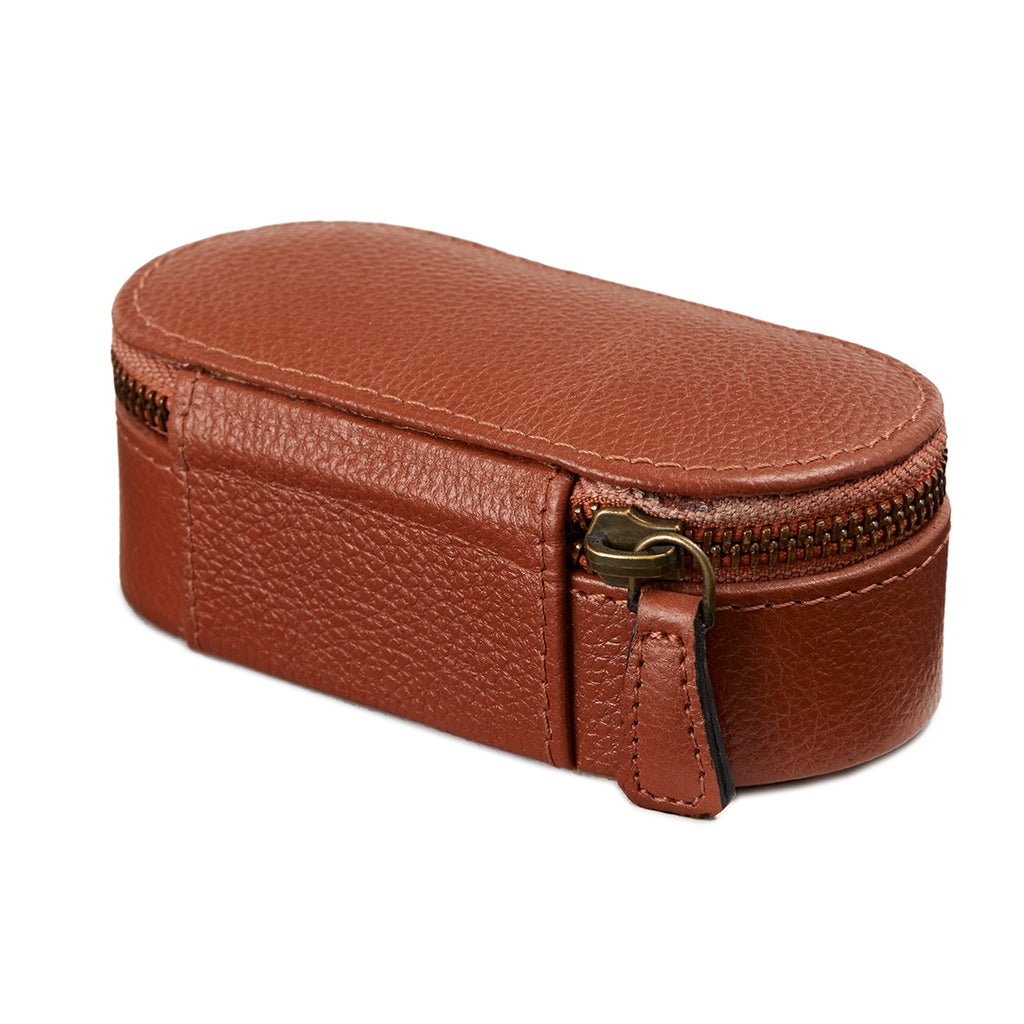 Leather Travel Mini Jewellery Case - Oval - Life of Riley