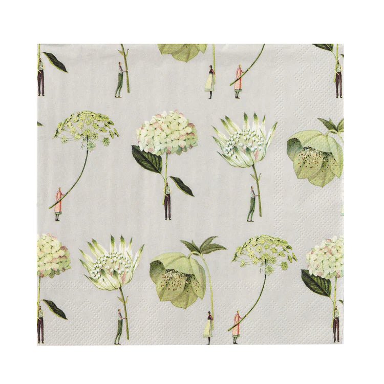 Paper Napkins - In Bloom Green Flowers - Life of Riley