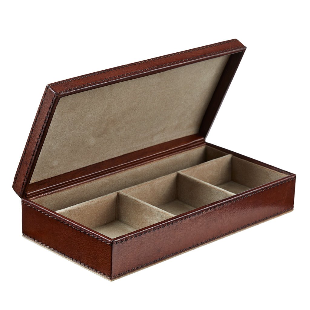 Personalised Seconds - Conker Brown Leather Cufflink Box - Life of Riley
