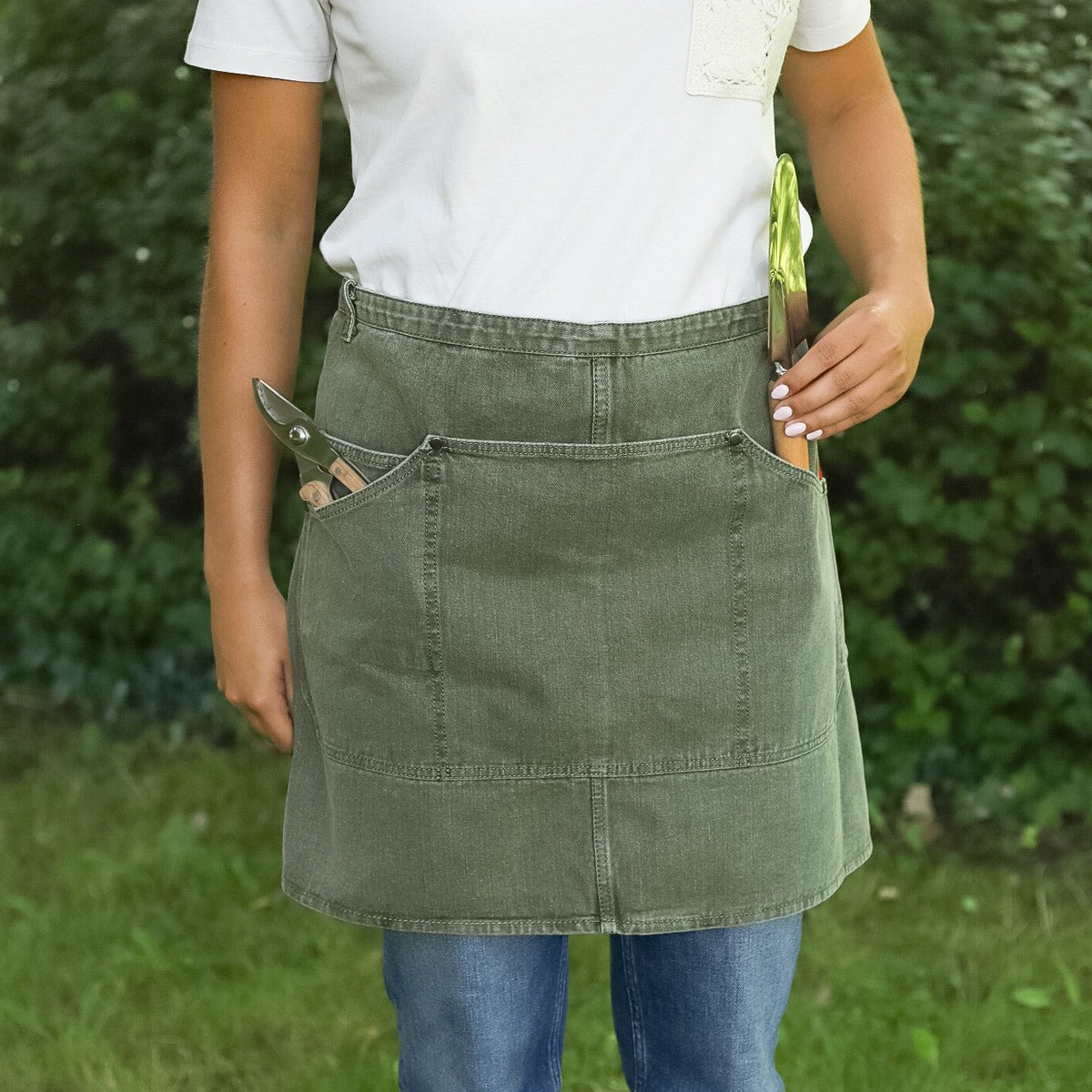 Short Cotton Half Apron With Pockets - Life of Riley