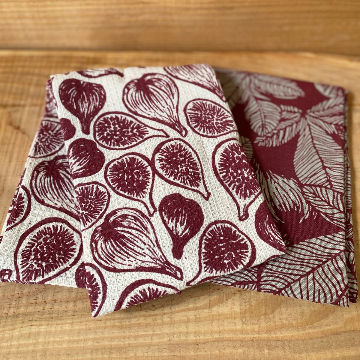 Tea Towel - Fig Tree Design Pack of Two - Ruby - Life of Riley