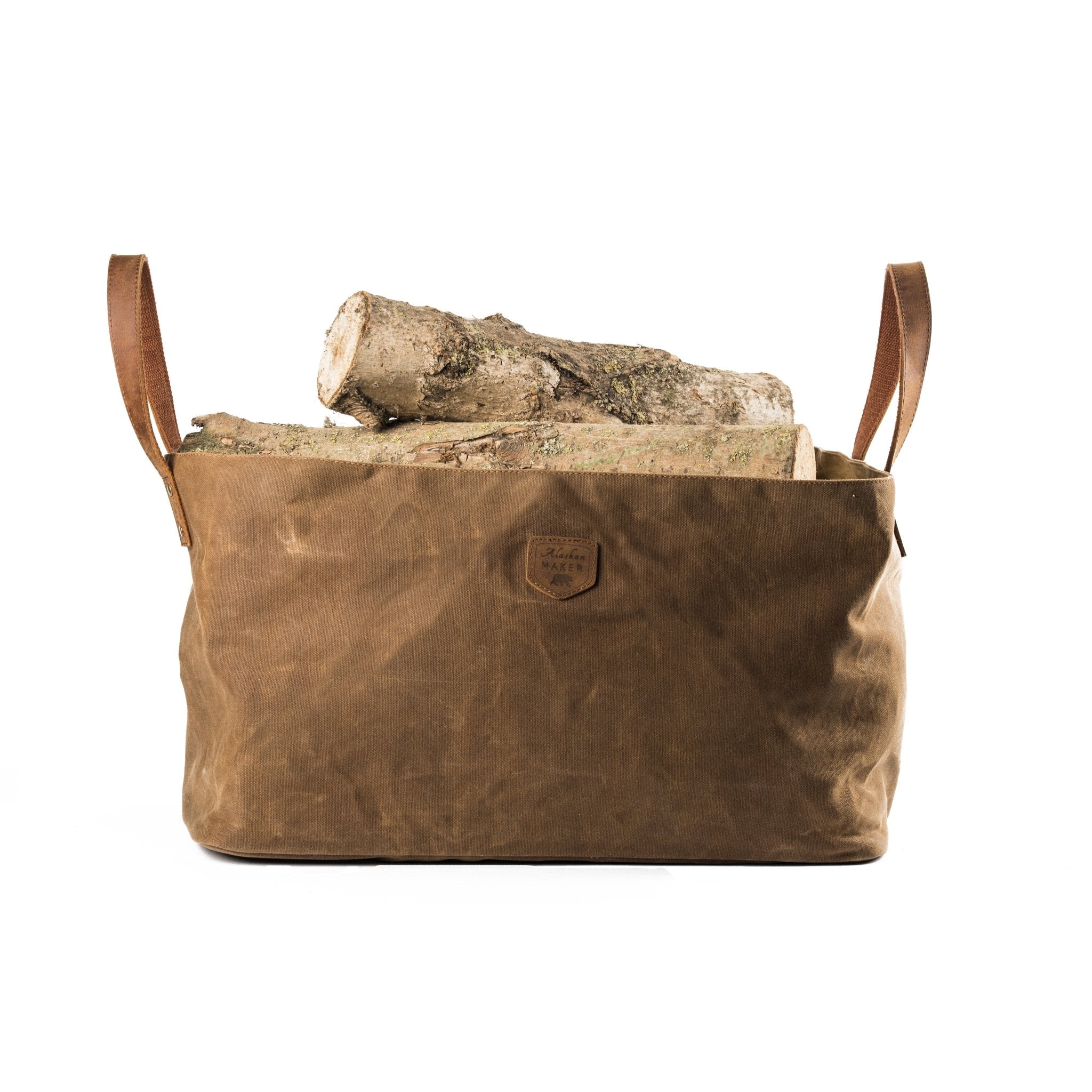 Waxed Canvas & Leather Handled Log Bag - Life of Riley