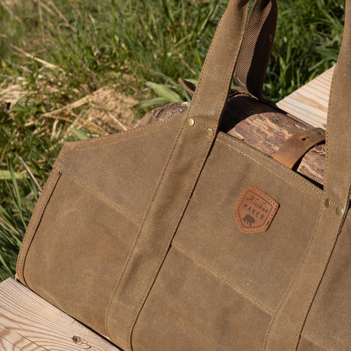 Waxed Canvas & Leather Strap Log Carrier - Life of Riley