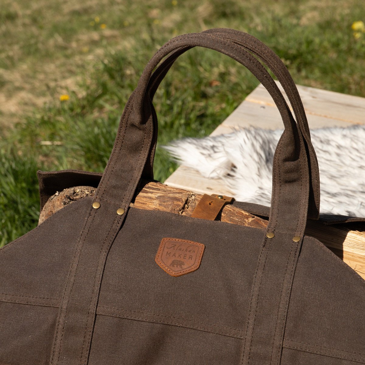 Waxed Canvas & Leather Strap Log Carrier - Life of Riley