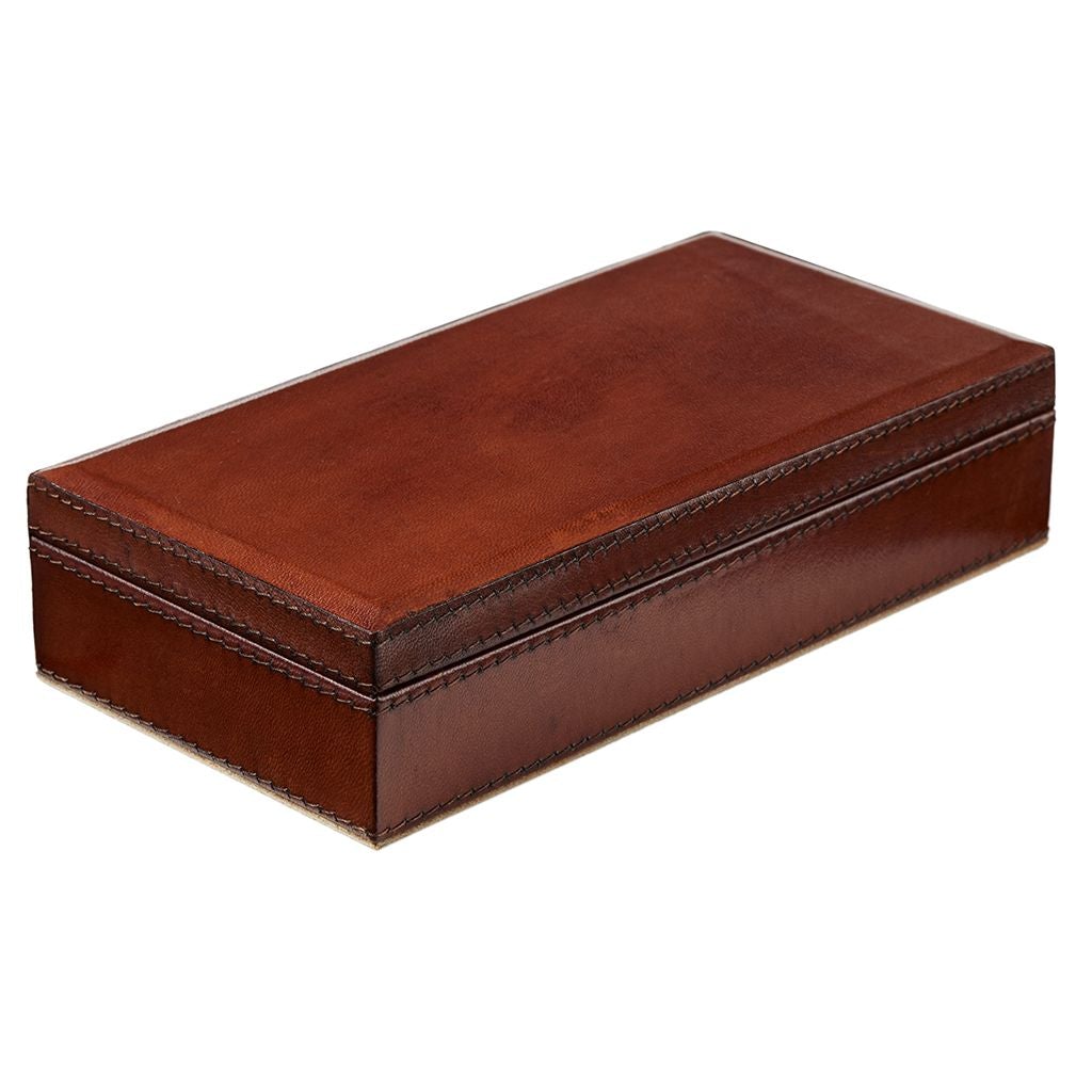 Conker leather cufflink box cut out