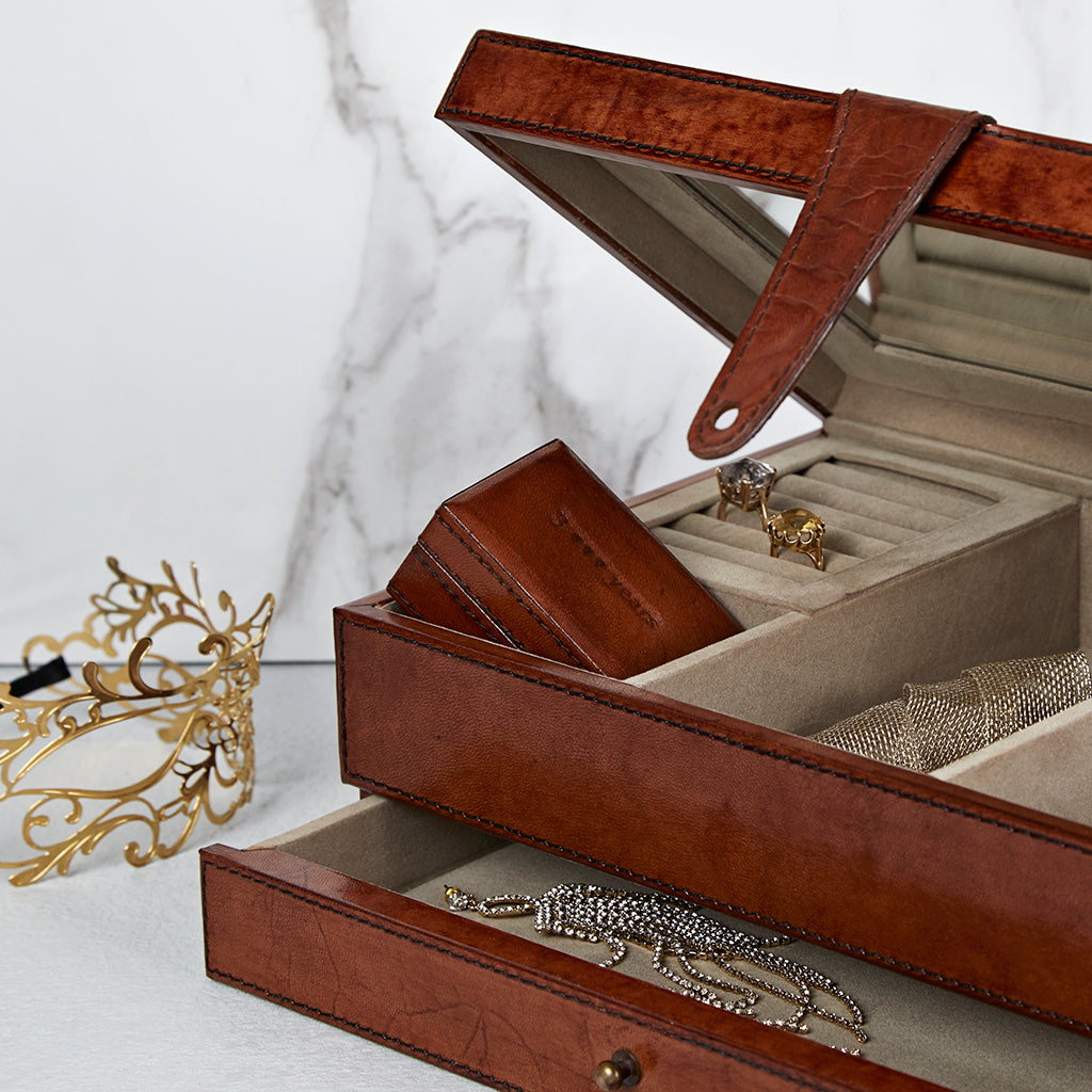 Jewellery box with additional travel cufflink  box personalised