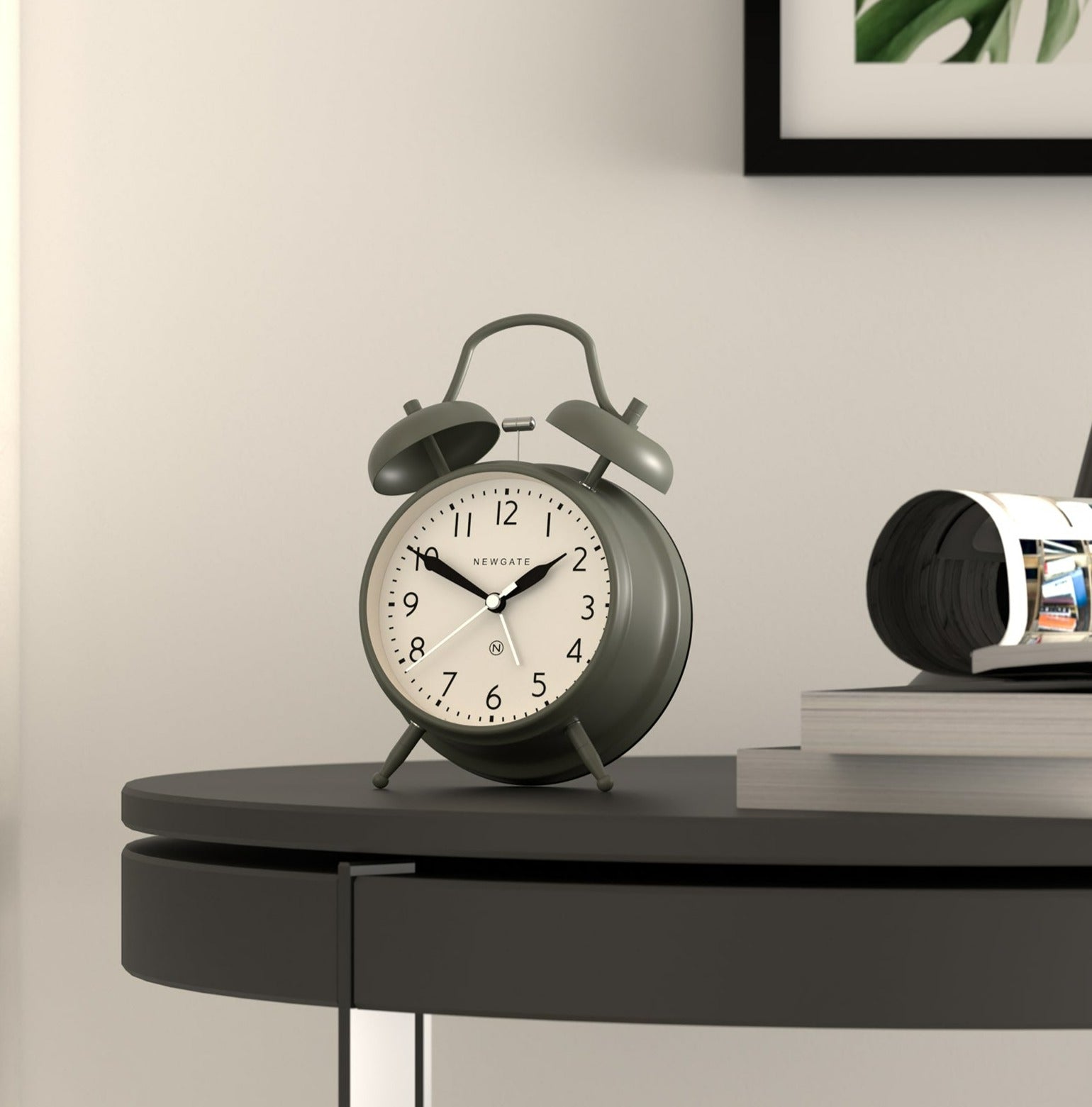 Twin Bell Silent Sweep Analogue Alarm Clock - Pistachio Green