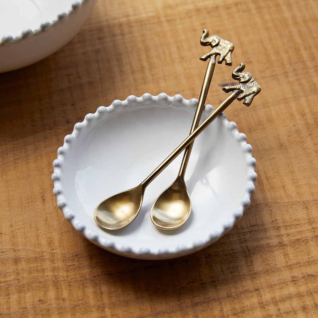 Brass elephant spoon gift set - set of two