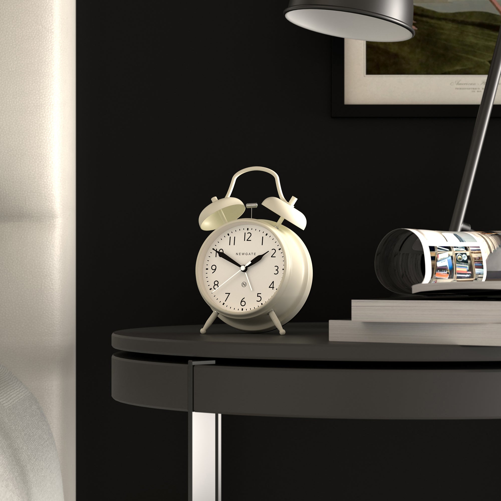 Twin Bell Silent Sweep Analogue Alarm Clock - Linen White
