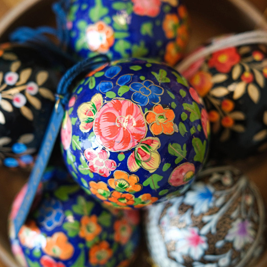 Dark Blue Blossoms Bauble