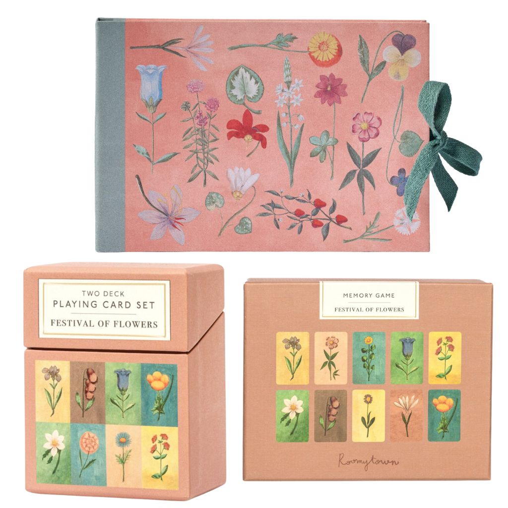 Vintage Flower Matching Games & Premium Sketchbook Bundle