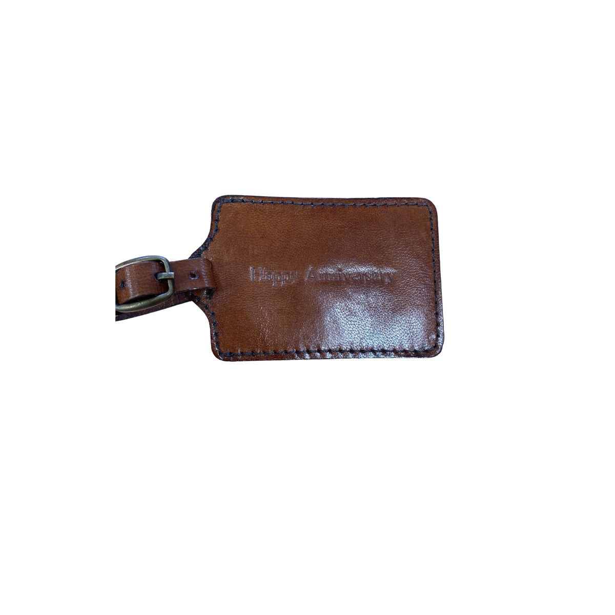 Personalised Seconds - Conker Brown Leather Luggage Tag