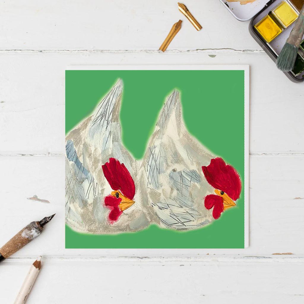 Hen pecked greeting card