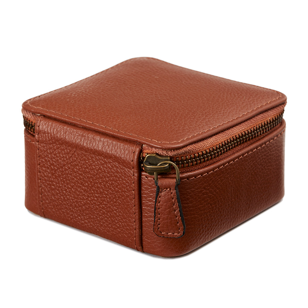 Leather Travel Jewellery Case - Square