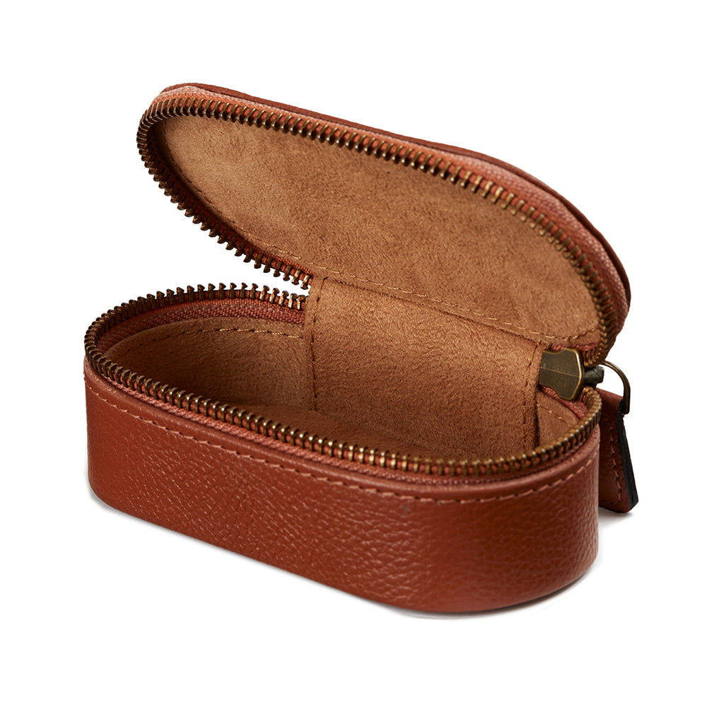 Leather Travel Mini Jewellery Case - Oval