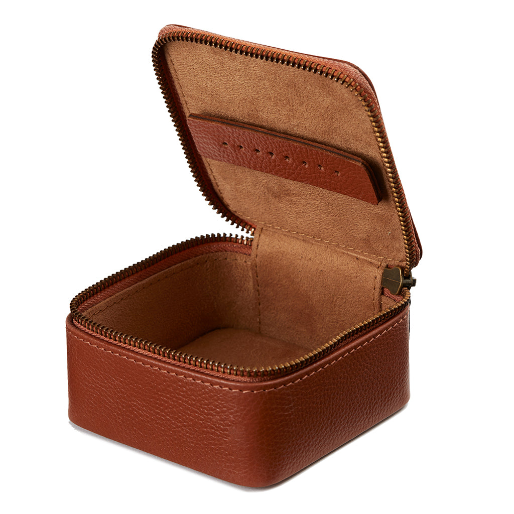 Leather Travel Jewellery Case - Square