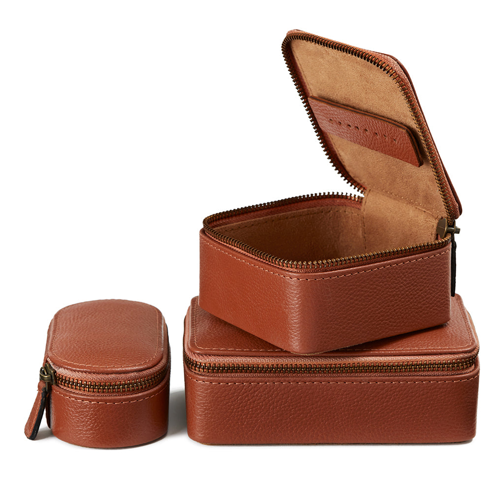 Set Of Three Leather Travel Cases