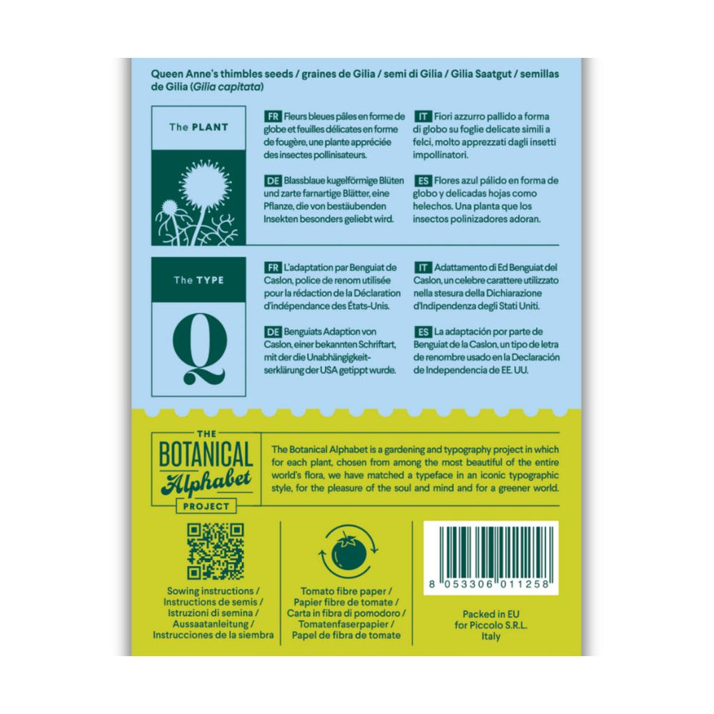 Botanical Alphabet Seed Packet - Q