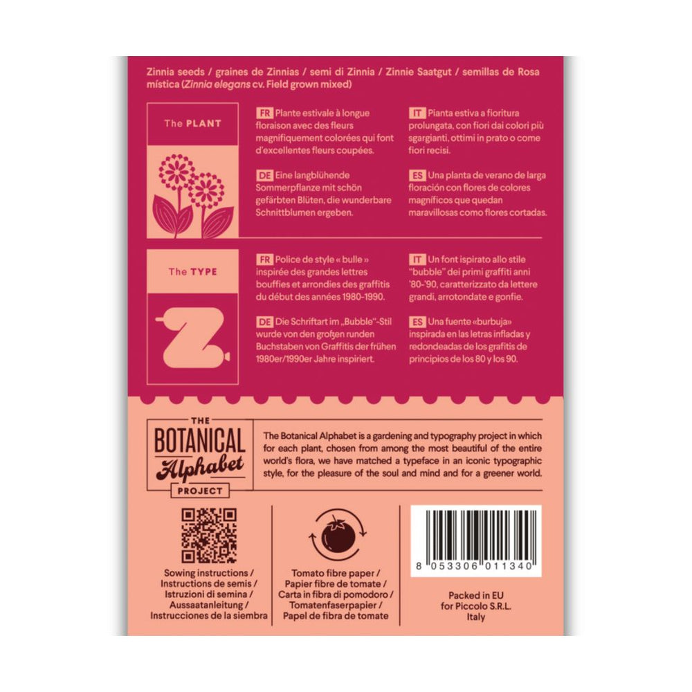 Botanical Alphabet Seed Packet - Z