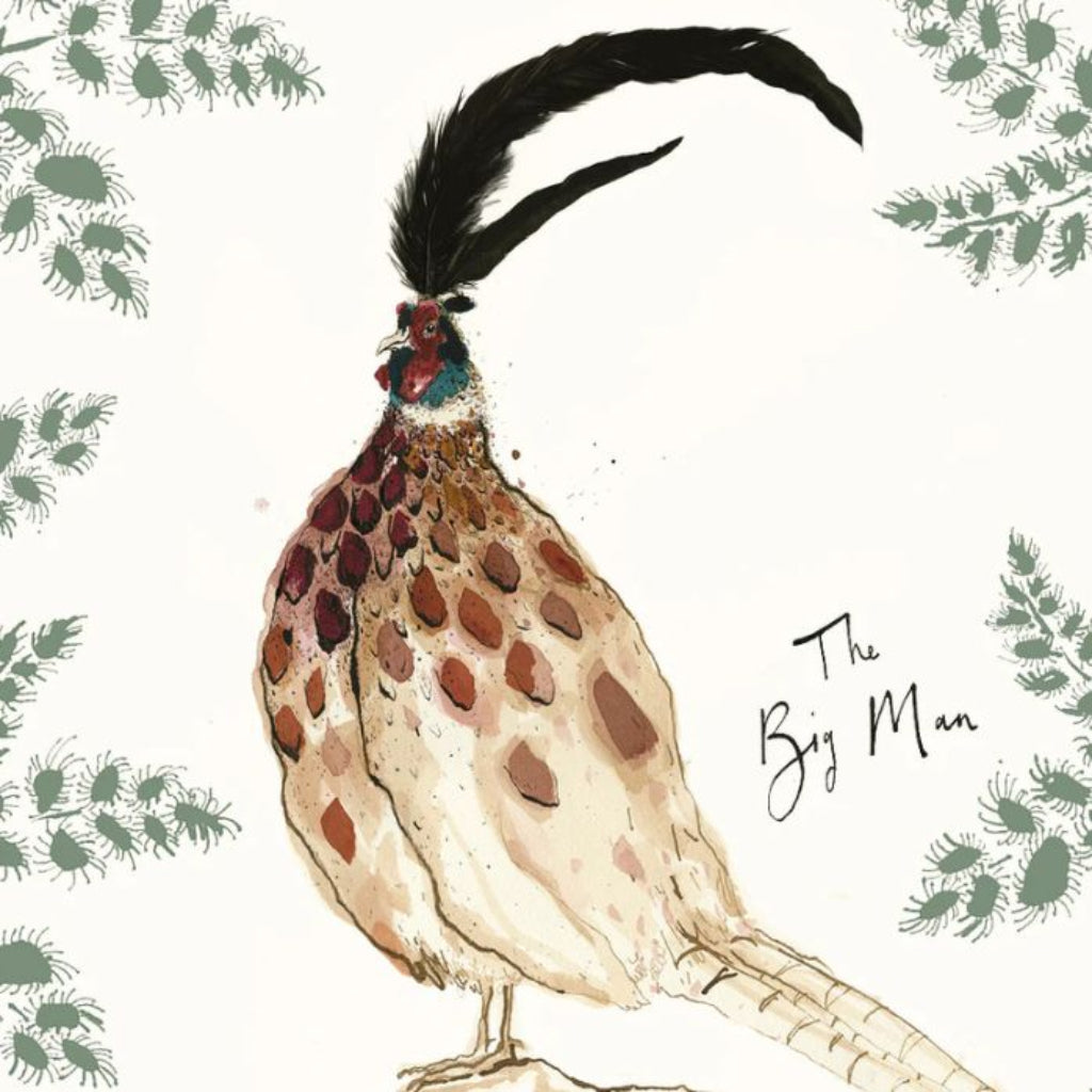 Illustration of a pheasant with decorative elements on a light background
