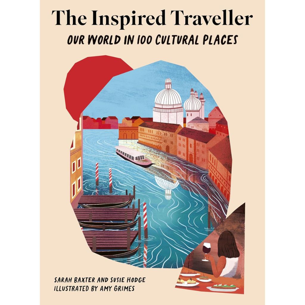 Book cover of 'The Inspired Traveller' with a scenic illustration of a canal.