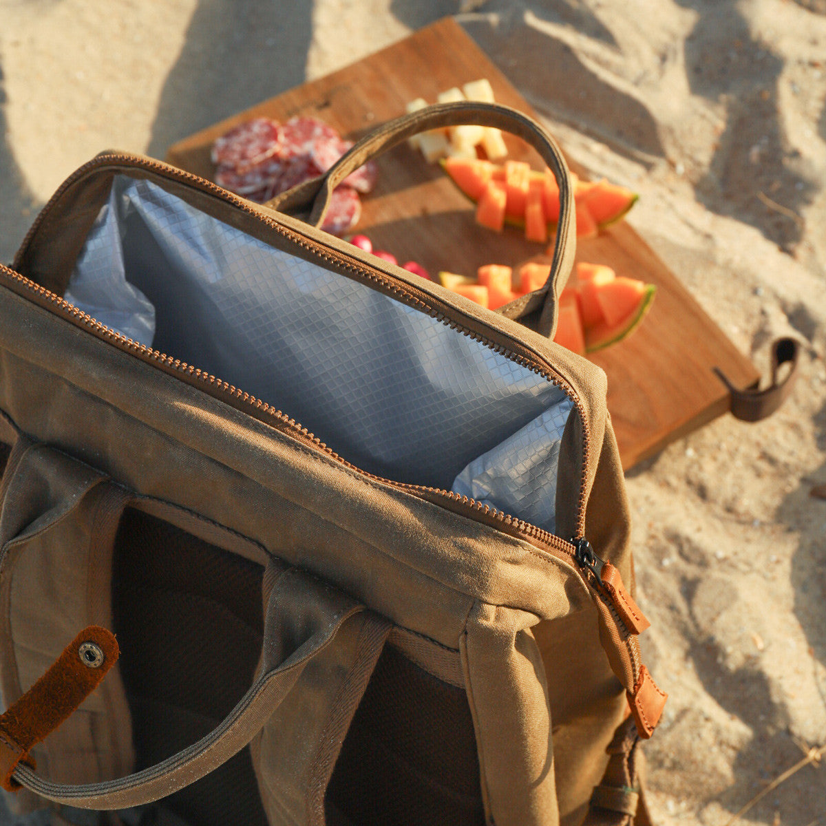 Waxed Canvas Picnic Backpack Cooler
