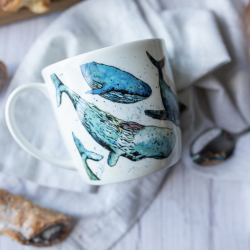 Bone china whale design mug