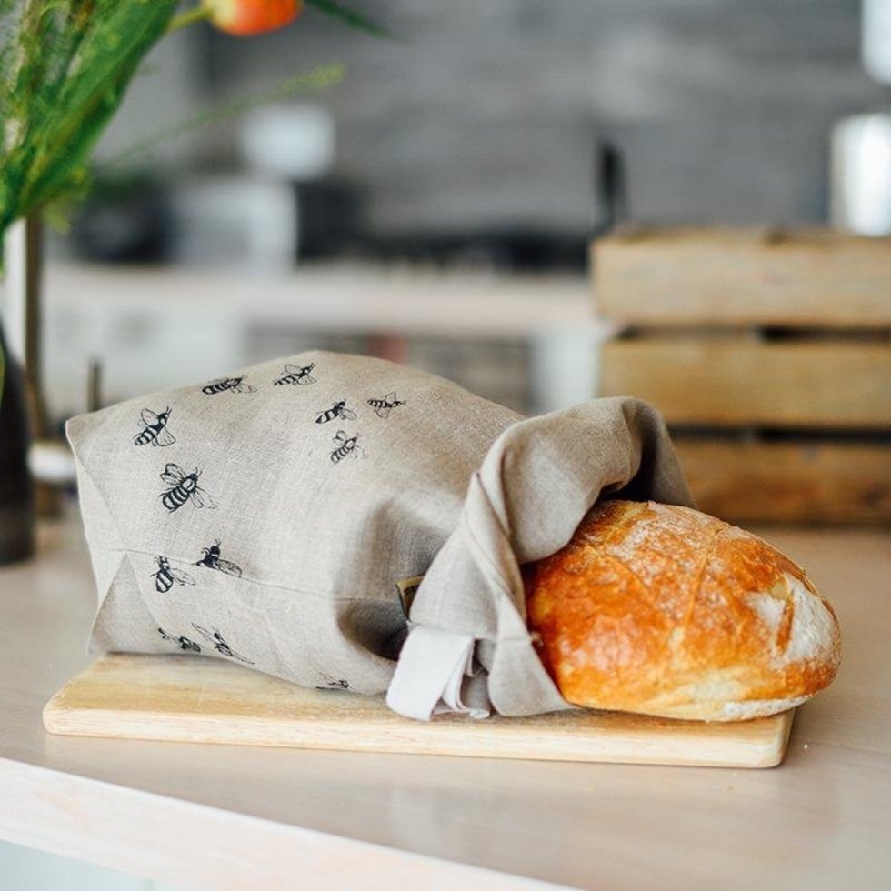 Pure Linen Bread Bag - Honeybee Design