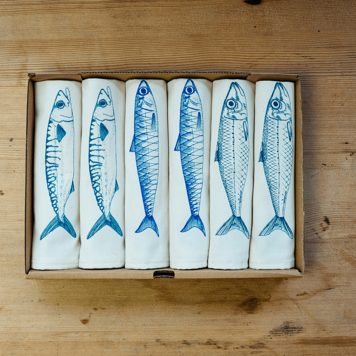 Cotton Napkins - Set of Six - Fish Design - Life of Riley