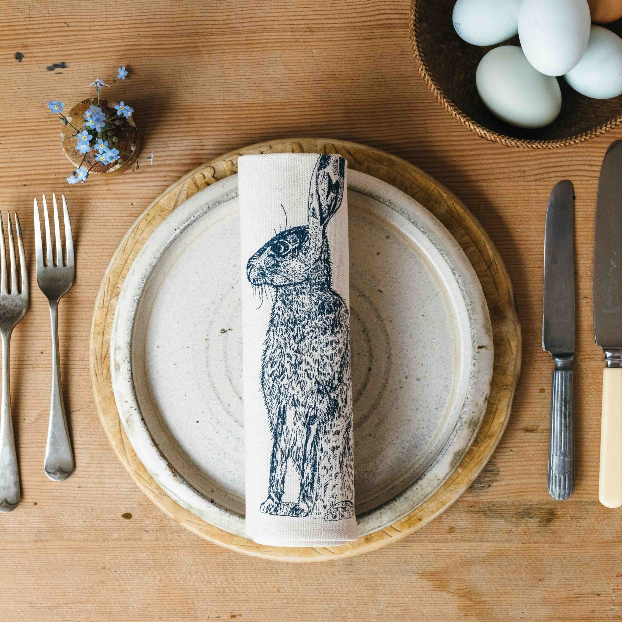 Cotton Napkins - Set of Six - Hare Design - Life of Riley