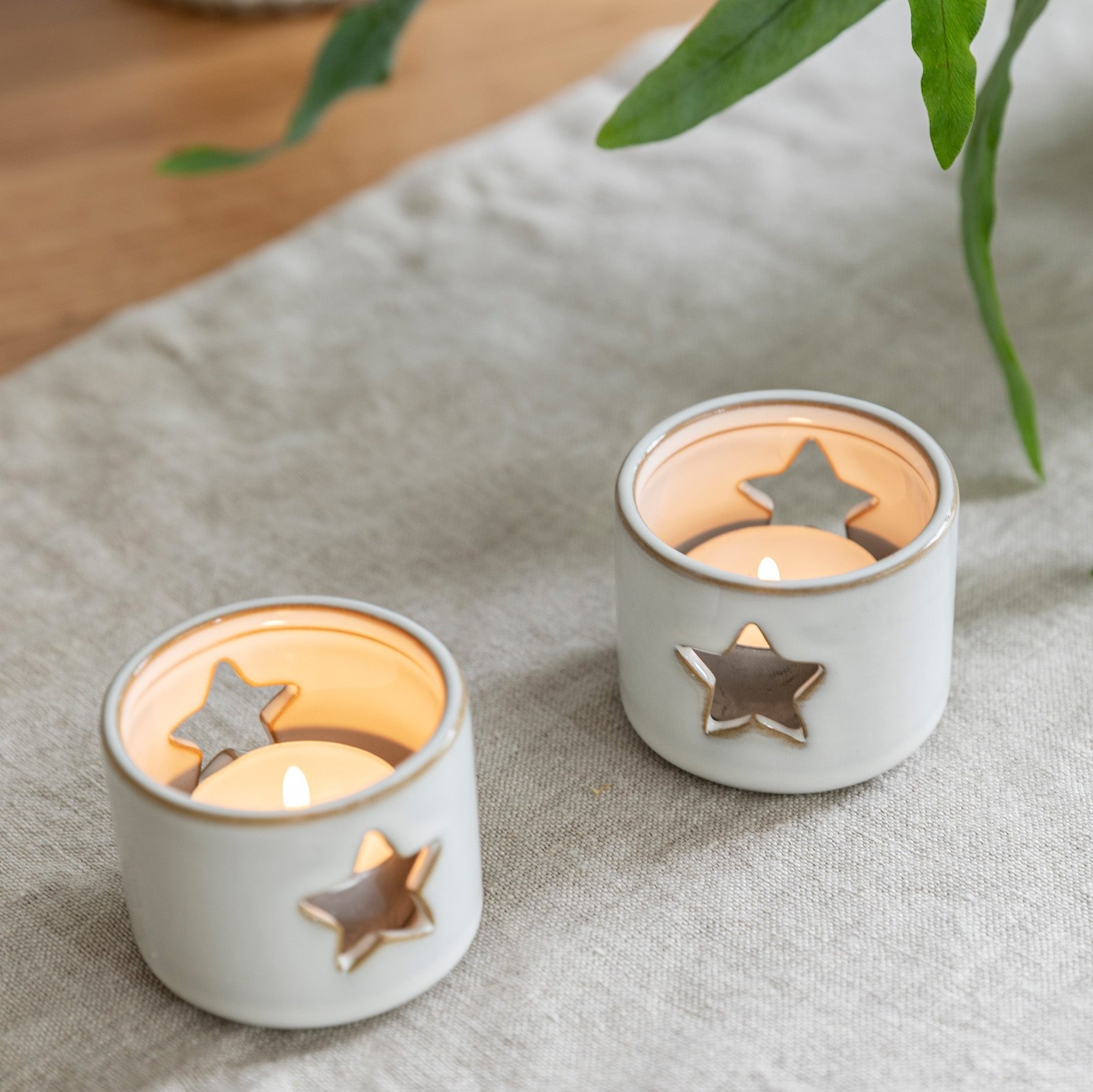 Set of star tea light holders