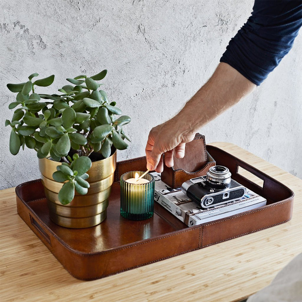 Large Leather Display Tray. For serving or protection of a surface