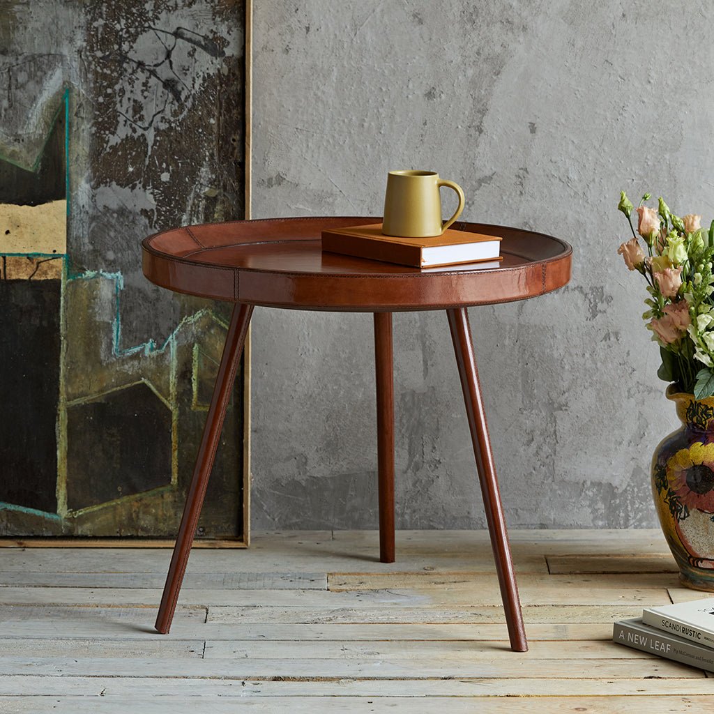 Leather Round Tripod Table - Life of Riley