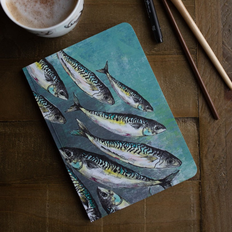 A5 Bound Notebook Mackerel Shoal Design