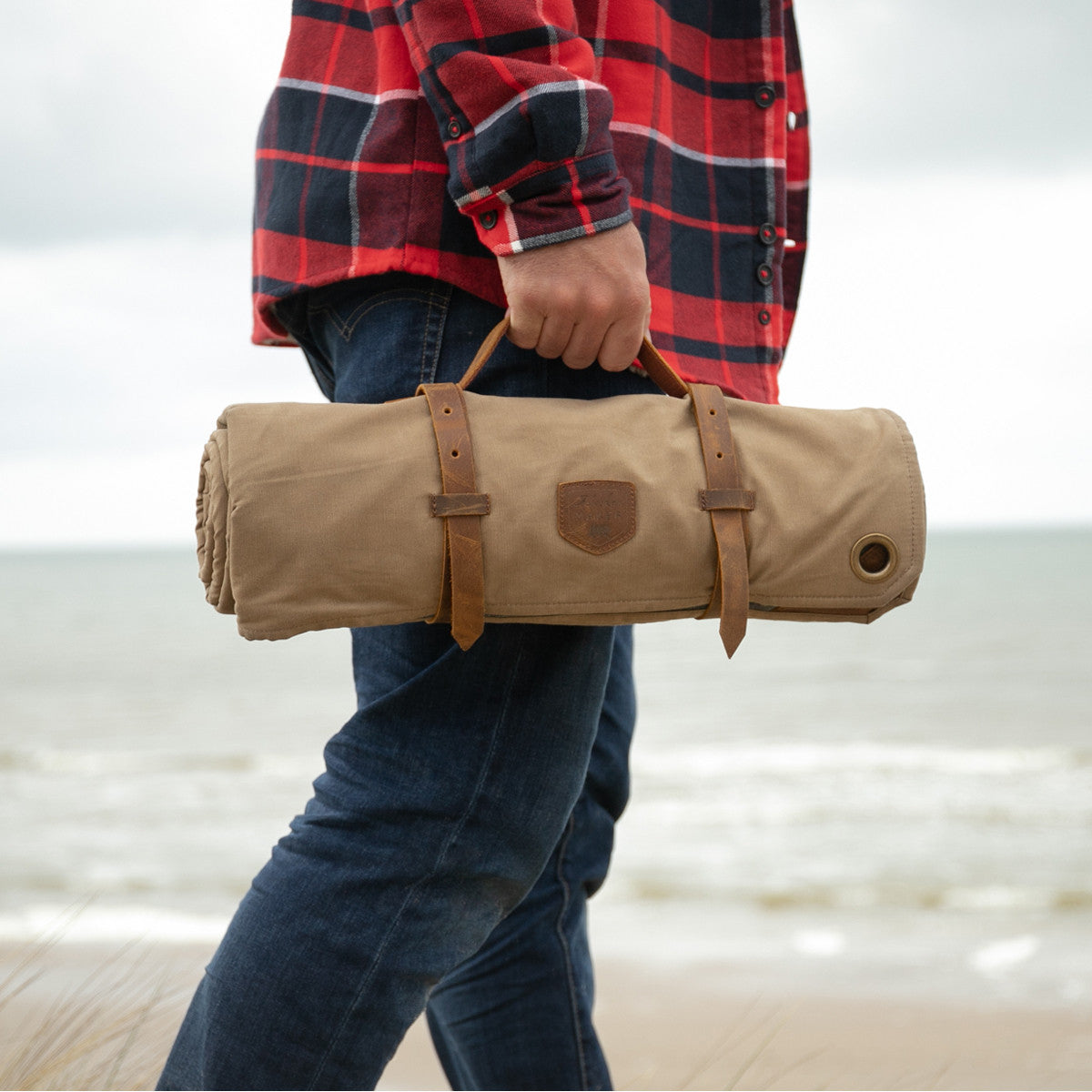 Waxed Canvas & Leather Picnic Rug